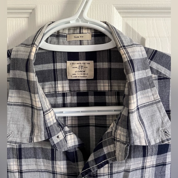 Jcrew slim blue grey plaid shirt - Picture 3 of 3